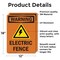 Signmission Electric Fence With Symbol OSHA Warning Sign, Vinyl Decal, 12in W x 18in L, 2PK OS-2PACK-WS-D-1218-V-13121 - alternate 2